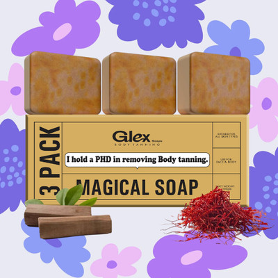 Glex Sandalwood & Saffron Magic Soaps For Bath (300 Gms Pack Of 3) 0.176(3 x 16.67 g)