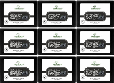 Earth Science Ayurveda Herbal Natural Activated Charcoal Bath Soap made with Natural Oils(9 x 125 g)