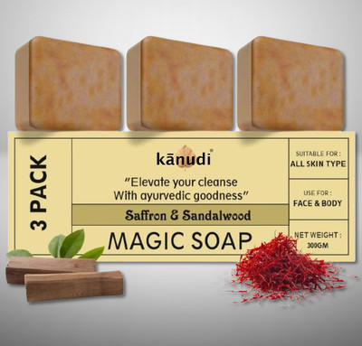 KaNuDi Magic Soap with Saffron for Glowing and Refreshing Skin(3 x 100 g)