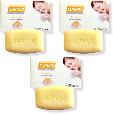 ZEE DRUGS Surmix Haldi & Chandan Beauty Soap – Pack of 3 (Glow & Hydration)75gm each(3 x 75 g)
