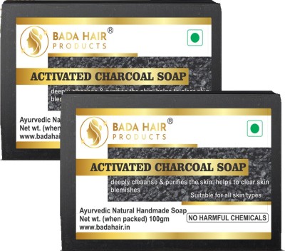 BadaHair Pure Natural & Herbal Handmade Activated Charcoal Soap Combo Kit (2x 100 g)(2 x 50 g)