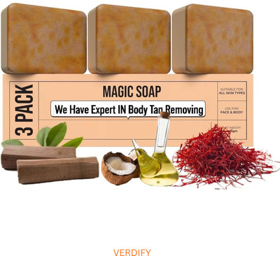 VERDIFY 73. Saffron Magic Soap – Herbal Tan Removal Glow Soap(3 x 100 g)