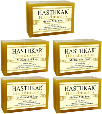 HASTHKAR Handmades Glycerine Multani Mitti Soap-125gm pack of 5(5 x 125 g)