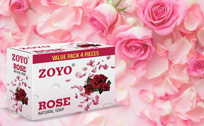 zoyo Natural Rose Soap with Rose Extracts for Soft & Glowing Skin pack of 4(4 x 0.25 g)