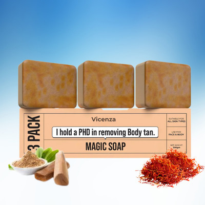 Vicenza Magic Soaps For Bath | tan remove soap Natural Herbal Glow Cleanser 91(3 x 100 g)
