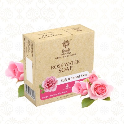 Khadi Essentials RoseWaterHandmadeHerbalSoapforHydrated,Soft&TonedSkinwithRoseExtracts(125 g)