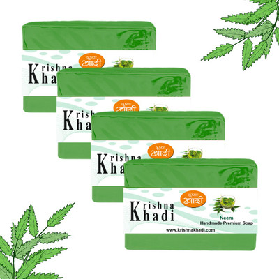 Krishna Khadi Premium Soap Bar NEEM (Pack of 4) |Pure & Gentle|Moisturizing Bathing Soap(4 x 125 g)