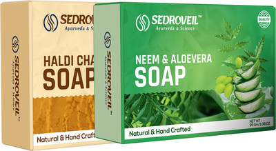 SEDROVEIL Haldi Chandan & Neem Soap Combo | Natural Handcrafted Ayurvedic Soaps(2 x 95 g)