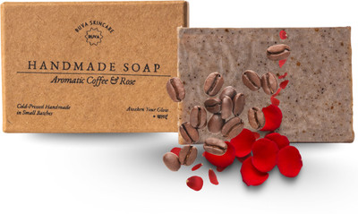 Ruva Handmade Aromatic Coffee & Rose Soap | Skin Revival, Gentle Polish, Face Safe(100 g)