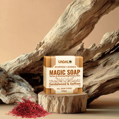 Vadalo Magic Soap Ingredients with Sandalwood & Saffron | De-Tan Removal & Glowing Skin(100 g)