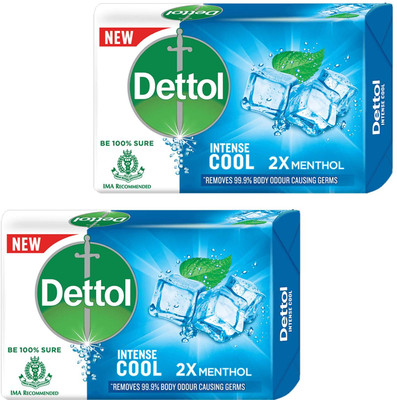 Dettol Intense Cool Bar Soap For All Day Cooling & purifying Skin Pack of - 40gm x 2(2 x 40 g)