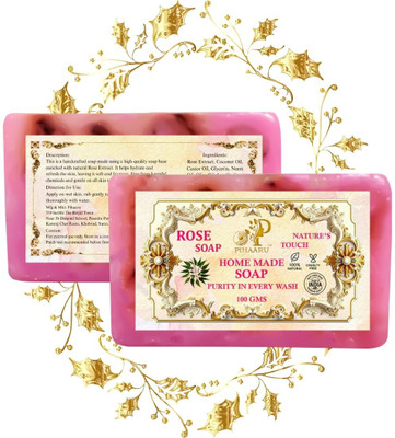 Pihaaru Pack of 2 ,Rose Touch Body Soap – Herbal Goodness (200gm)/(2 x 100 g)