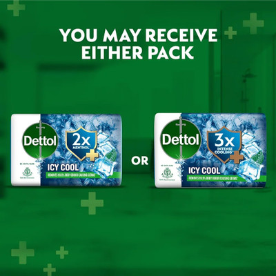 Dettol Icy Cool Bathing Soap Bar With 3x intense cooling 150g pack of 9(9 x 150 g)