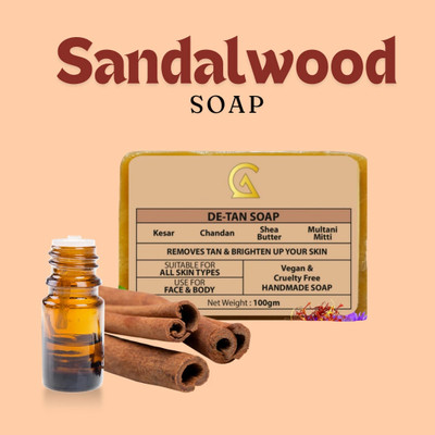 GreenAroma Essential Everyghar Magic Soap of Sandal Wood And Saffron Soap For Detan Removal(100 g)