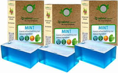 Ashna Organics Mint Handcrafted Bathing Bar – Refreshing Natural Soap || Pack of 3(3 x 100 g)