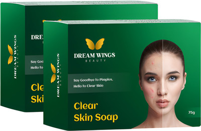 Dream Wings Beauty Clear Skin Soap Your Ultimate Solution for Acne Pimple Sun Tan Dark Spots Glow(2 x 75 g)