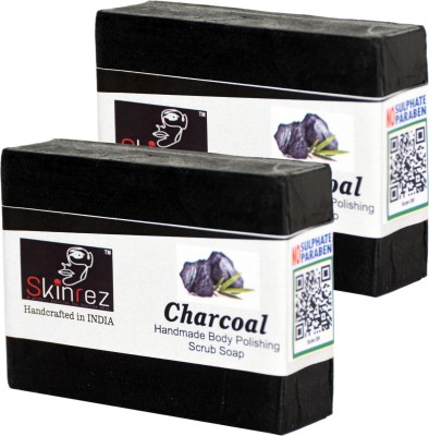 Skinrez Handmade charcoal soap for deep clean and anti polution effect,Pack of 2(2 x 100 g)