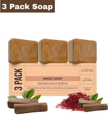 GreenAroma Essential Soap Sandal Wood And Saffron for glowing skin(3 x 100 g)