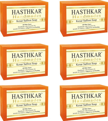 HASTHKAR Handmades Glycerine Kesar Saffron Soap-125gm pack of 6(6 x 125 g)