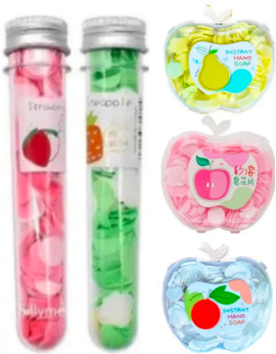 ghorela Travel Soap 2 Bottle Shape+3 Apple Shape (Pack of 5) multicolor(5 g)