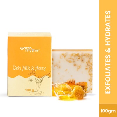 Earth Rhythm Oats Milk & Honey Body Soap, Exfoliate & Hydrates Skin, for Unisex - 100gm(100 g)