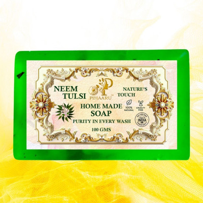 Pihaaru Neem Tulsi Herbal Soap – Natural Protection for All Skin Types (100g);(100 g)
