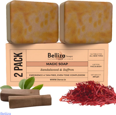 Belliza Sandalwood Saffron Skin Bar With Refreshing Feel(2 x 100 g)