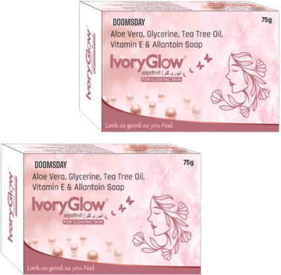 DOOMSDAY IVORYGLOW SOAP FOR GLOWING SKIN ALOEVERA, GLYCERINE ,VITAMIN E PACK OF 2(2 x 75 g)