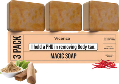 Vicenza Magic Soaps For Bath | Handmade Soaps Glowing Natural Herbal Glow Cleanser 9(3 x 100 g)