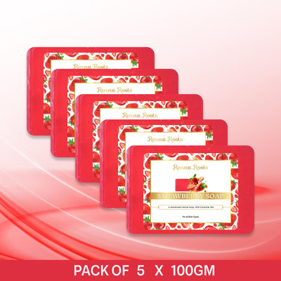 renew roots Organic Strawberry Soap Pack of 5(5 x 100 g)