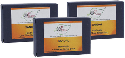 artnweavess Handmade Sandal Cow Ghee Herbal Soap with Sandalwood | Hydrating & Moisturizing(3 x 100 g)