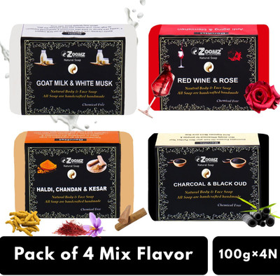 ZOOMZ Natural Handmade Soaps Combo of 4 – Chemical-Free & Nourishing(4 x 100 g)