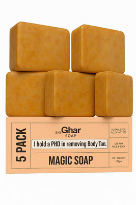 DHOR Magic Soap Sandal Wood And Saffron for DeTan and Glowing Brightening Skin(5 x 100 g)