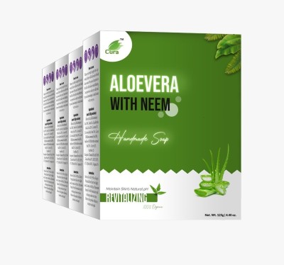 Cura Aloe Vera Neem Soap 4 x 125gm I Medicated Soap For Soft & Healthy Skin(4 x 125 g)