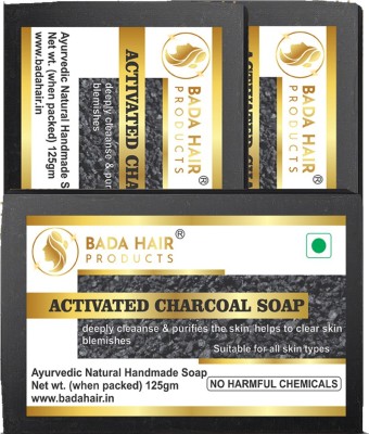 BadaHair Pure Natural & Herbal Handmade Activated Charcoal Soap Combo Kit (3x 125 g)(3 x 125 g)