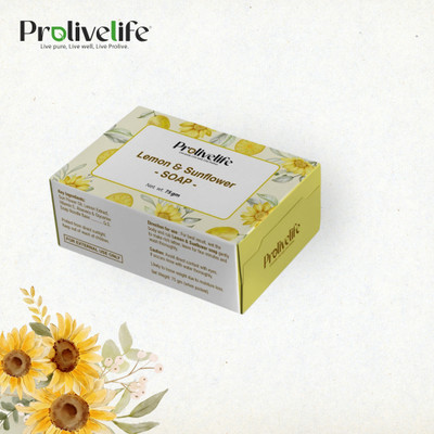 ProLiveLife Lemon-Sunflower Soap with Vit C, Aloe & Vit E, Anti-Acne & Brightening, 76 TFM(5 x 75 g)