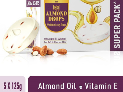 BAJAJ (Almond Oil + Vitamin-E Soap) | With Moisturising Soap (5x125g)(625 g)