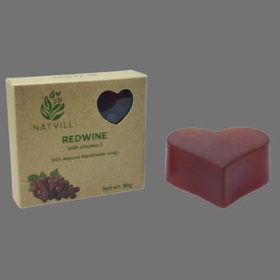 NATVILL Red Wine Soap for All Skin Types - Redwine Bathing Bar Deep Cleansing(90 g)