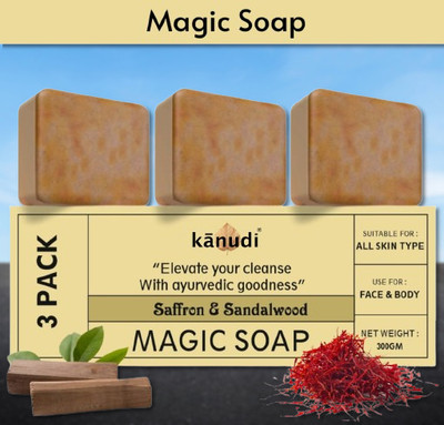 KaNuDi Magic Soap with Saffron for Refreshing & Glowing Skin Pack of 3(3 x 100 g)
