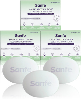 Sanfe Dark Spots & Acne Clearing Body Soap Salicylic Acid (Pack of 3)(3 x 75 g)