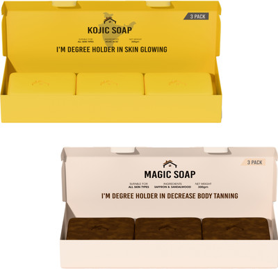 MAGIC Saffron & Sandalwood Soap & Kojic Soap For Skin Brightening & Tan Removal(6 x 100 g)
