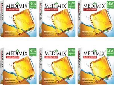 MEDIMIX Clear Glycerine - Natural Toning Soap | Pack of 6 | Each 100g |