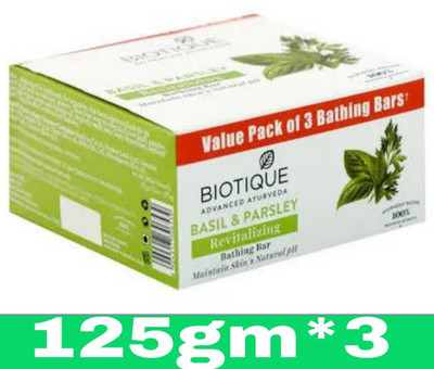 BIOTIQUE Basil & Parsley Revitalizing Bathing Bar - 125gm*3(3 x 125 g)