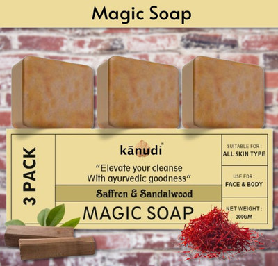 KaNuDi Magic Soap with Sandalwood for Refreshing and Glowing Skin Pack of 3(3 x 100 g)