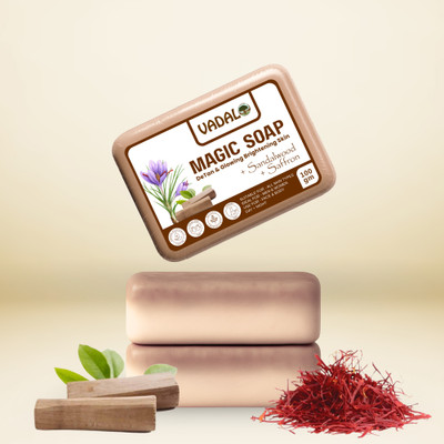 Vadalo |Magic Soap Ingredients with Sandalwood & Saffron, De-Tan Removal, Glowing Skin,(100 g)
