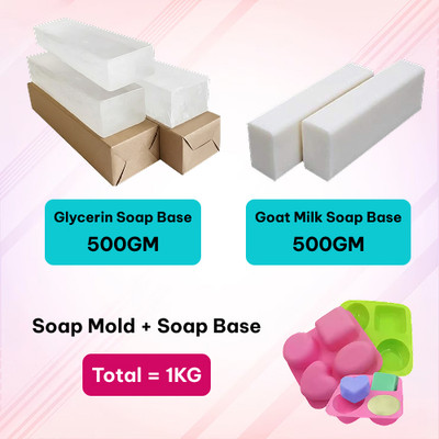 fresheasily DIY Organic Soap Kit Glycerin & Goat Milk Soap Base with Mold (1000g Set)(1000 g)