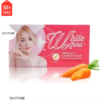 Silktone White Aura Carrot & Aloe Bright Glow Soap for Clear Skin.34(100 g)