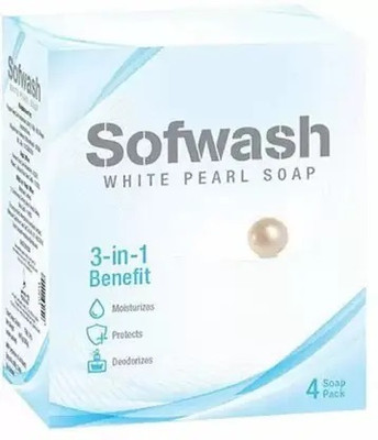 Modicare Sofwash White Pearl Bathing Soap (4 X 75G ) 3 IN1 Each(4 x 75 g)