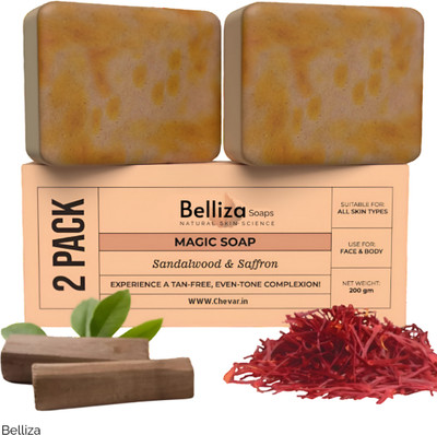Belliza Saffron Sandalwood Soap for Smooth Glowing Skin(2 x 100 g)