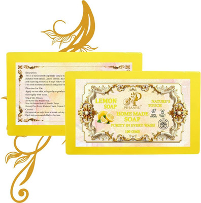 Pihaaru Pack of 2 ,Sunshine Lemon Soap – Bright & Smooth Skin Naturally (200g)/(2 x 100 g)